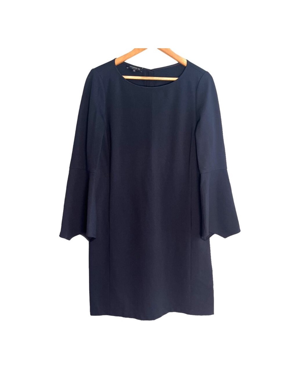 Lafayette 148 Elegant Black Bell-Sleeve Shift Dress